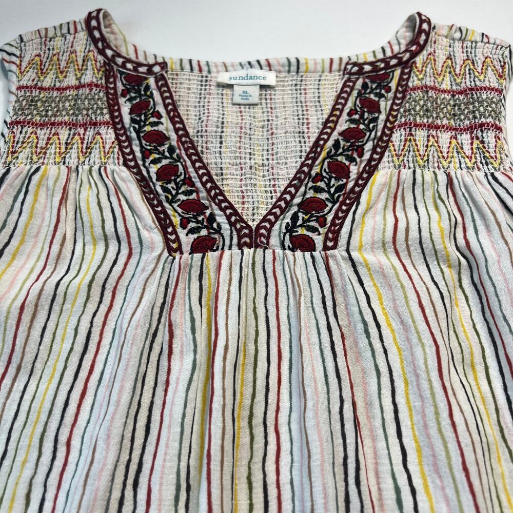Sundance Women's Tunic Tank Top Rainbow Multicolor Floral Embroidered Size XL - Picture 5 of 16